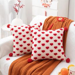 Taie d'oreiller en peluche brodée en forme de cœur, taie d'oreiller décorative pour mariage, pour la saint-valentin, 45x45cm, 2023