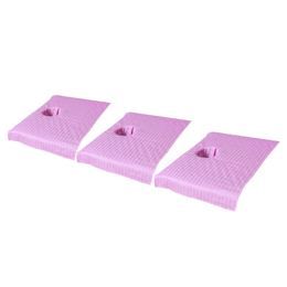 Funda de almohada 3 piezas Cubierta de mesa de masaje seccional Hoja de toalla con orificio para la cara para salón de belleza Champú cosmético 50x80 cm