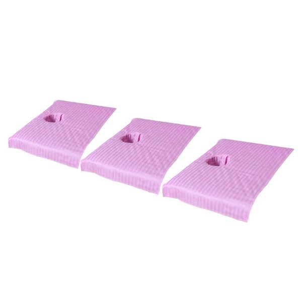 Funda de almohada 3 piezas Cubierta de mesa de masaje seccional Hoja de toalla con orificio para la cara para salón de belleza Champú cosmético 50x80 cm