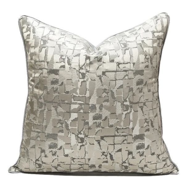 Taie d'oreiller 45*45cmpetit Plaid argent gris câlin taie d'oreiller léger luxe Jacquard housse de canapé mode coussin taie d'oreiller Polyester décor à la maison 231013