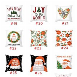 Taie d'oreiller 45cm Coussin de Noël Er Navidad Joyeux Décorations pour la maison 2022 Noël Noel Cristmas Ornements Rre15251 Drop Delivery Gard Dhkm4