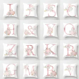 Bautique d'oreiller 45x45cm 26 lettres de remise de lettres rose recouvrement alphabet décoratifs couss d'oreiller abstal d'oreiller almohada