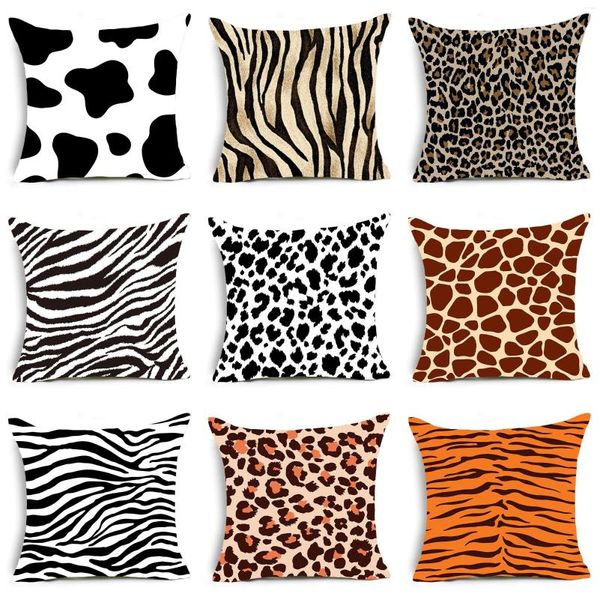 Taie d'oreiller 45x45cm Animal léopard zèbre motif imprimé Polyester décoration de la maison jeter couverture canapé