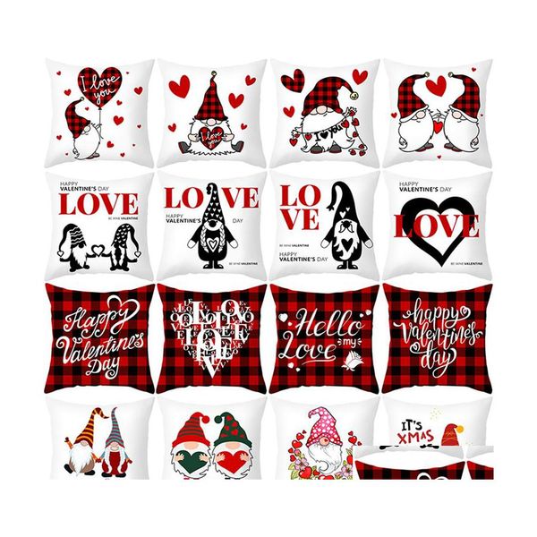 Couche d'oreiller 45x45cm Cartoon Saint Valentin Coussin décoratif ER CHAMEN SOFFAT POLYESTER PILLEUR DÉCORT