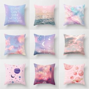 Kussensloop 45x45cm Pink Sky Planet Series Gedrukte worth omslag Polyester Home Decoratie Decoratief kussen