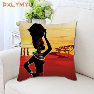 Taie d'oreiller Afrique Peinture Art Impression Africaine Décoration Exotique Style Canapé Housse de Coussin Coton Lin Coussin Décoratif 220623