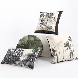 Kussensloop Amerikaan Frosted Velvet Cushion Cover Plam Tree Gedrukte kussenboeien Decoratieve bank Bandboerderij Huisdecoratie Decoratie 220623