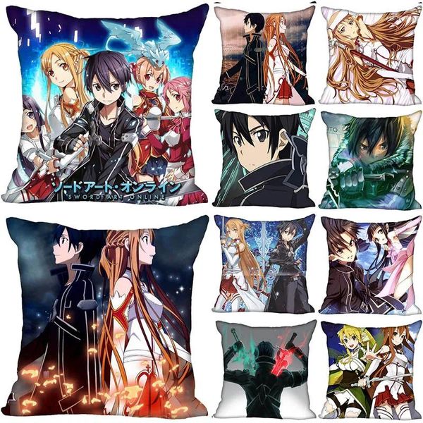 Funda de almohada llegada Sword Art Online funda de almohada de tela satinada de alta calidad funda decorativa para boda