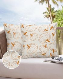 Funda de almohada Línea de otoño Textura de calabaza Funda de almohada impermeable Sofá para el hogar Oficina Tiro Funda de cojín para coche Decoración