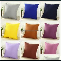 Taie d'oreiller Fournitures de literie Textiles de maison Jardin LL Nouvelle taie d'oreiller Couleur pure Polyester Blanc Er Coussin Décor DHCRB