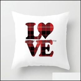 Kussensloop beddening voorraden home textiel tuin liefde hart kussensloop valentijnsdag veet vierkanten witte kussen er rode drukbrief gr