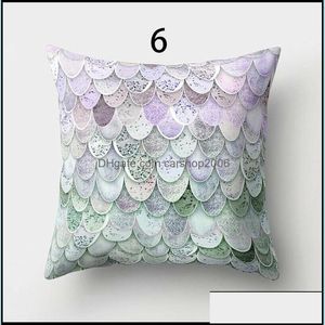 Taie d'oreiller Fournitures de literie Textiles de maison Jardin Ll Sirène Écailles de poisson Taie d'oreiller Er Glamour Coussin carré Dhxxg