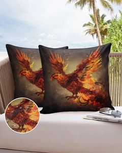 Taie d'oreiller oiseau flamme plume taie d'oreiller imperméable maison canapé bureau jeter voiture housse de coussin décor