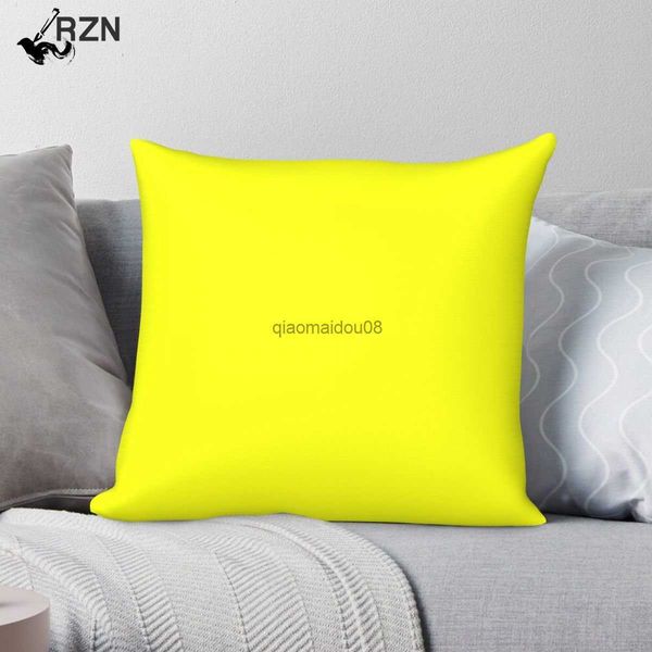 Caisse d'oreiller brillant fluorescent néon jaune carré de carré polyester en velours imprimé décoration de jet de chambre coussin coussin 45x45 hkd230817