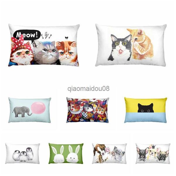 Casse-oreiller dessin animé petit animal imprimé animal chiot chat taie coussin décoration canapé hkd230817