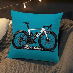 Caisse d'oreiller Bianchi vélo à vélo carré coussin de coussin carré de canapé-voiture décor décor de la salle de Noël dakimakura t240422