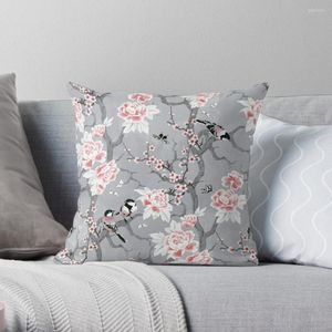 Funda de Almohada Chinoiserie Birds In Grey Throw Poliéster Home Decora Fundas de Almohada Kussensloop Almohada