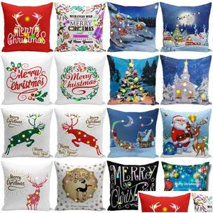 Funda de almohada Navidad Led 45X45Cm Felpa Er Hogar Sofá Funda de almohada decorativa Iluminada Entrega de gota creativa Textiles de jardín Bedd Dhr6N