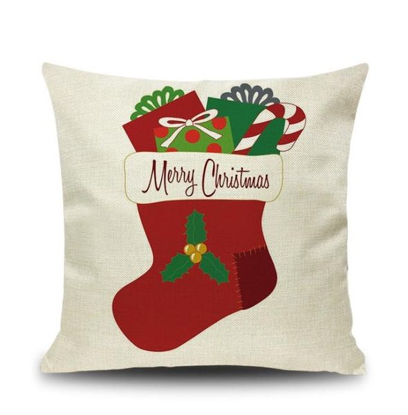 Funda de almohada Estampado navideño Funda de almohada Árbol Letras Cubierta floral Accesorios cuadrados para el hogar