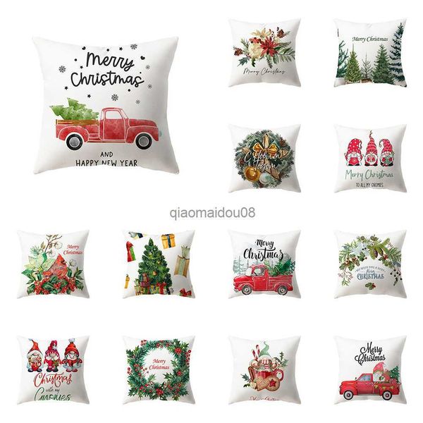 Caisse d'oreiller thème de Noël le motif de décoration d'arbre de Noël couverture de coussin à la maison Sofa Decoration Cover HKD230817