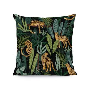 Kussensloop kleurrijke jungle tijger kussensloop papegaai kussen covers olifant groene bladeren regenwoud patroon kussens decor woonkamer 230302