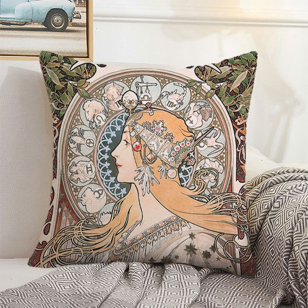 Taie d'oreiller Housses de Coussin pour Oreillers de Lit Mucha Anime Couverture Taie d'oreiller Coussins Décor à la Maison Canapé décoratif 45x45 Jeter Câlins de Couchage 230904