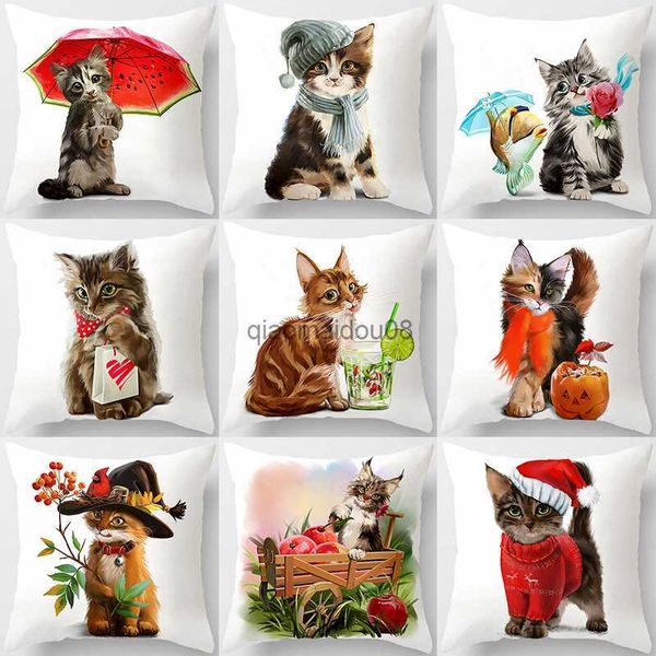 Caisse d'oreiller décoration de chats mignons mignon mignon coussin imprimé animal animal