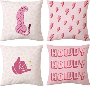 Kussensloop Decoratieve sierhoes roze kamer decoratief kussen met luipaardprint suite versierde hoesbank T240309