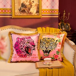 Caisse d'oreiller Dunxdeco Chic rose léopard tigre velours couverture couverture décorative moderne romantique fille de chambre chaise coussin décor 230711