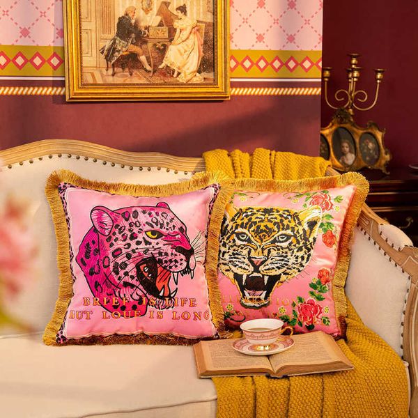 Taie d'oreiller Dunxdeco Chic rose léopard tigre velours housse de coussin décoratif moderne romantique fille chambre canapé chaise Coussin décor 221222