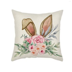 Taie d'oreiller Pâques Taie D'oreiller Aquarelle Fleur Couverture Happy Home Canapé Décoratif Housse De Coussin