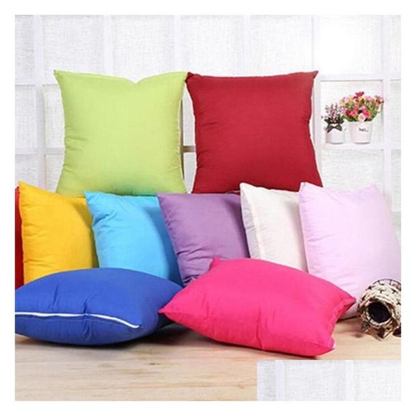 Taie d'oreiller Est Home Sofa Throw Taie d'oreiller Pure Color Polyester White Er Coussin Blank Christmas Decor Gift Ib272E Drop Delivery Gar Dhaou