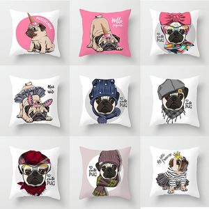Kussensloop grappige pug bank decoratieve kussenhoezen schattige honden kussensloop voor woonkamer gepersonaliseerd polyester 45 woningdecoratie