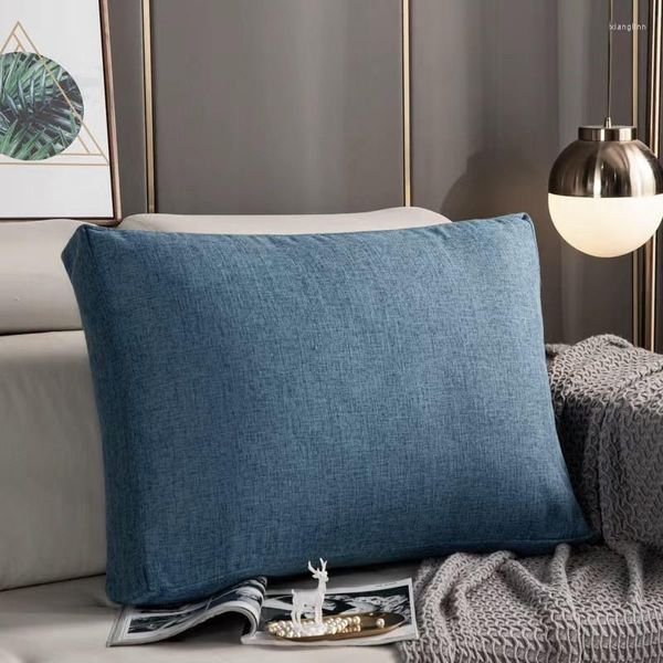 Taie d'oreiller Fyjafon taie d'oreiller gris bleu épais dos housse de coussin coton lin lavable salon canapé cas