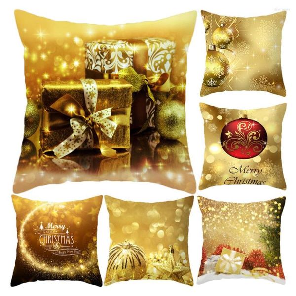 Taie d'oreiller Or Jaune De Noël Coussin Décoratif Creative Golden Throw Party Taie D'oreiller 45 45cm