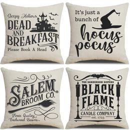 Taie d'oreiller Halloween Decor Throw Ers Lot de 4 décorations Hocus Pocus Farmhouse disant automne 18 x pouces pour la maison canapé Dr Packing2010 Am9Nz