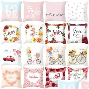 Kussensloop gelukkige Valentijnsdag cases hart liefde print worp valentijn huisdecoratie kussensloop druppel levering tuin textiel bed dhuba