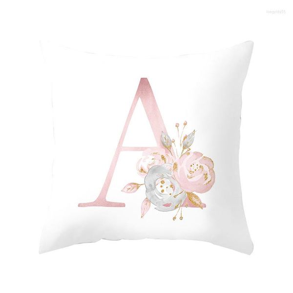 Taie d'oreiller haute qualité Style Simple 26 Alphabet anglais taie d'oreiller couleur unie impression peau de pêche housse de coussin canapé