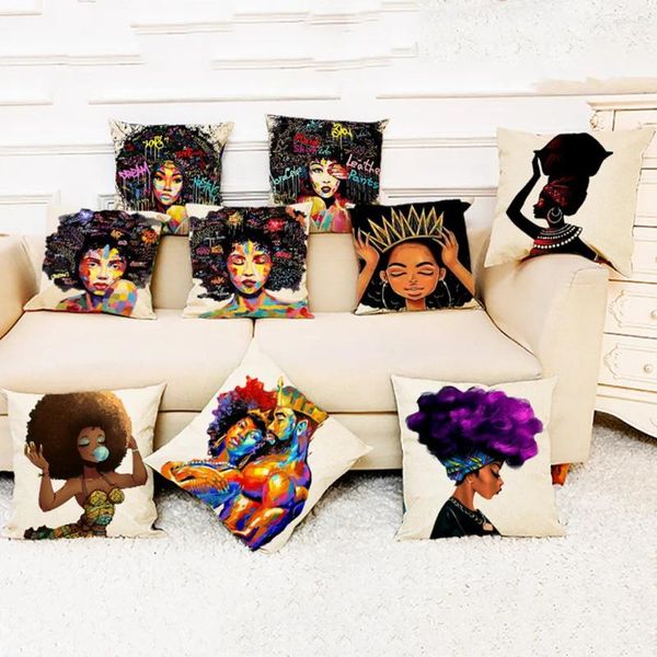 Caja de almohada decoración del hogar cubierta de cojín para mujeres africanas cubiertas de lanzamiento de la almohada suministros cómodos housse de coussin