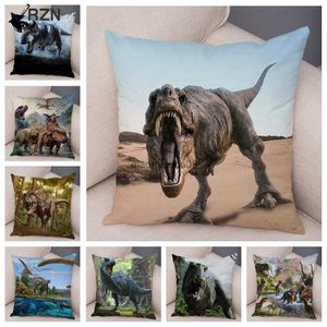 Kussensloop Home Decor Jurassic Dinosaur Cushion Cover Decor Wildlife Print Cover Car Sofa voor slaapkamer Woonkamer Funda de Almohada HKD230817