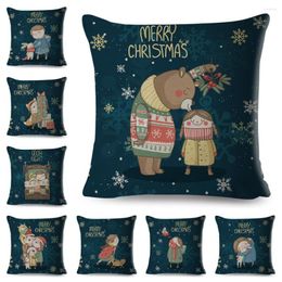 Kussensloop Home Decor Merry Christmas Cushion Cover Cute Cartoon Girl Kids Print Pillowcase B Sofa Car Funda de Almohada