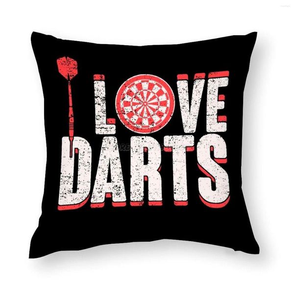 Funda de almohada I Love Darts regalo de cumpleaños hogar decorativo cuadrado impresión cubierta tiro sofá cojín corazón Am In Lo