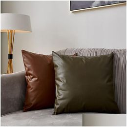 Kussensloop Kunstleer Sofa Kussen Er Effen Kleur Auto Hoge Kwaliteit Rits Kussensloop Korte Woondecoratie Bc Drop Levering Dho8L