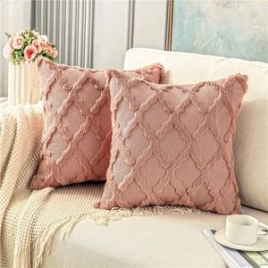 Funda de Almohada Inyahome Paquete de 2 Fundas de Almohada Decorativas de Terciopelo de Lana sintética Corta de Felpa Suave Fundas de Almohada Cuadradas de Lujo Funda de cojín Boho 231214