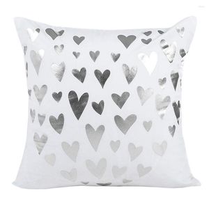 Taie d'oreiller lumière luxe argent coeur feuille impression coussin mode canapé taies d'oreiller décor à la maison carré Funda De Almohada