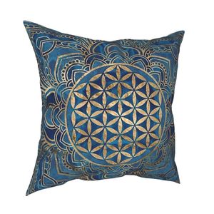 Funda de almohada Lotus Mandala funda de almohada decoración del hogar patrón bohemio cojines tiro para poliéster impresión de doble cara 220623