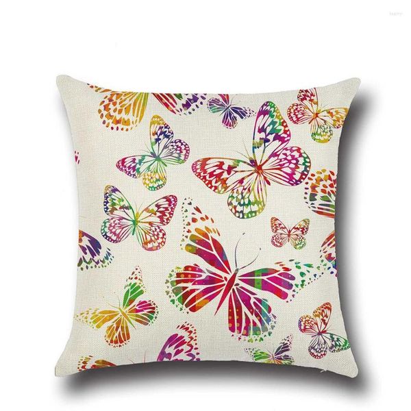 Taie d'oreiller belle coloré petit papillon coton lin 45X45CM housse de coussin taille salon chaise canapé