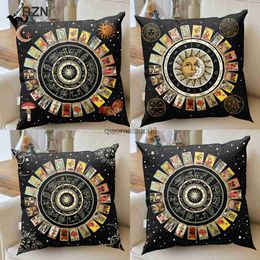 Caisse d'oreiller Mandala Tarot Tarot Throws S Couvre-coussin zodiaque Astrologie Sun Moon Mushroom Sofa Home Decor Case décoratif HKD230817