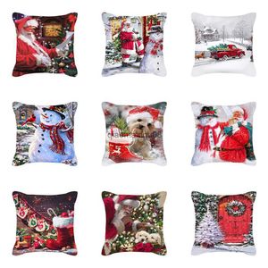 Toxicomanie joyeux Noël Santa Claus Snowman Print Cushion Cover Home Salon Sofa Decoration Cover 45x45cm HKD230817