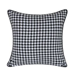 Funda de almohada Moderno Negro Blanco Pata de gallo Tejido Jacquard Funda de cojín para el hogar Cuadrado decorativo 45 x 45 cm Venta por piezas 221109